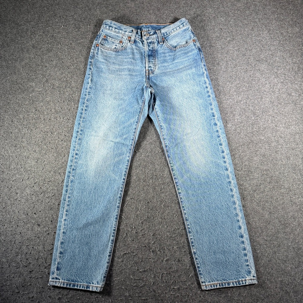 Levis Premium 501 Original Fit Jeans Light Wash Blue Denim W26 L28 Straight Leg
